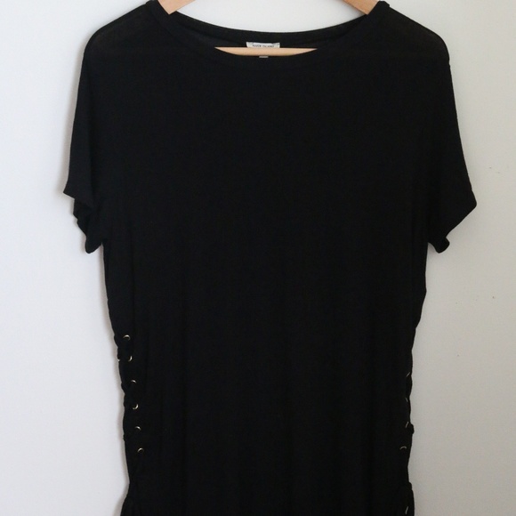 River Island Long Line T-Shirt With Lace Up Sides - Picture 3 of 6